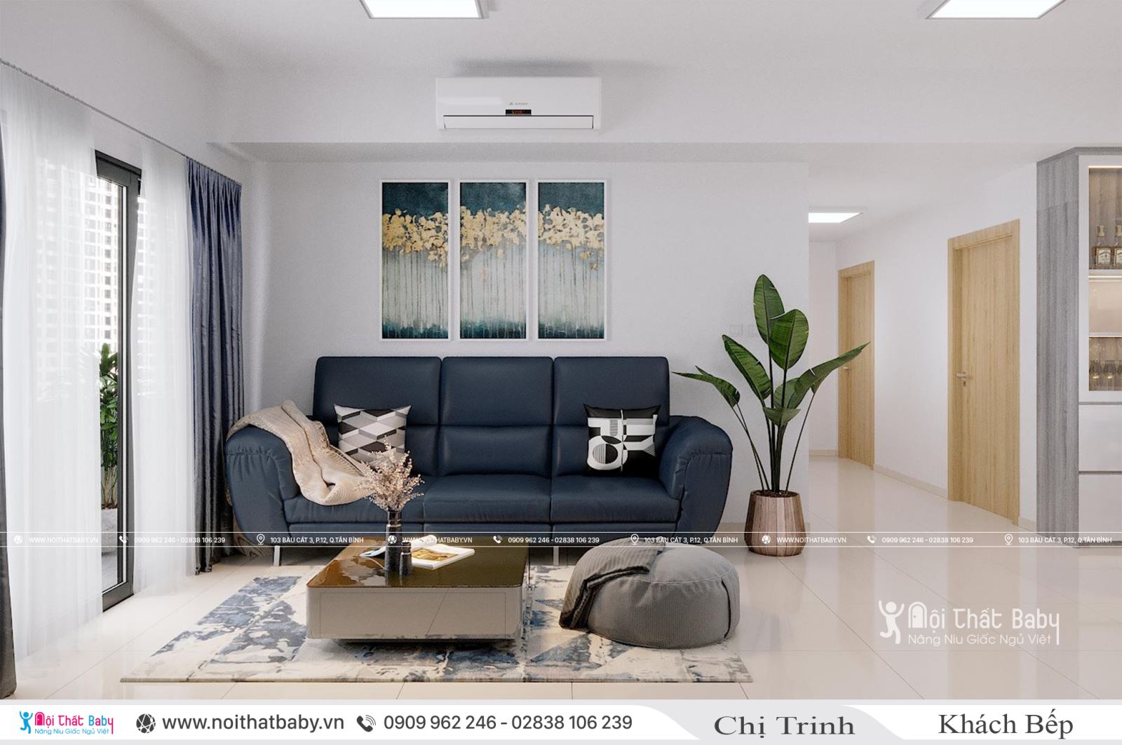 Thiết kế và thi công nội thất trọn gói hiện đại tại căn 104m2 Emerald Celadon City